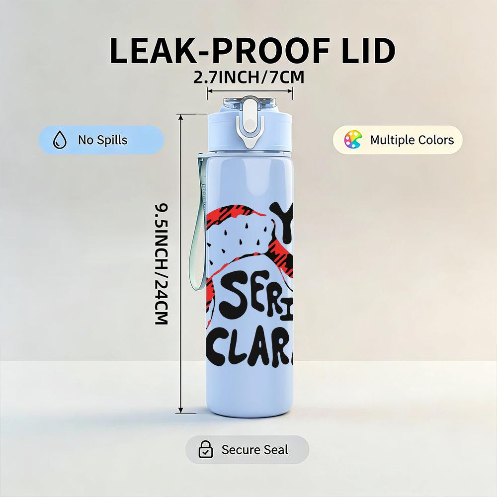1PC You Serious Clark Santa Graphic,750ml Color Plastic Sports Water Bottle,Leakproof Flip Straw Lid,Suitable for Sports Office Home Use