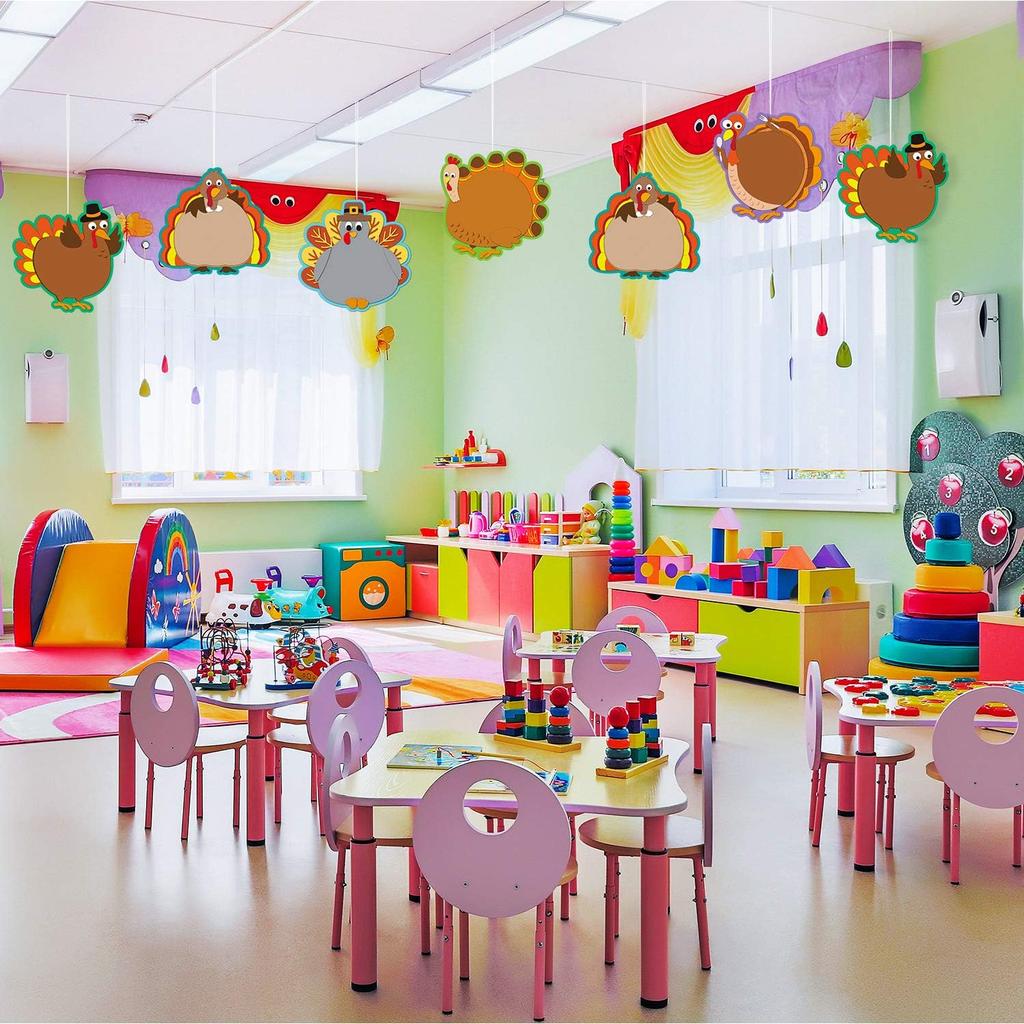 Blulu 40 Pcs Thanksgiving Turkey Cut-Outs Versatile Classroom Decoration Creative Turkey Cut-Outs for Bulletin Board Classroom School Fall Theme