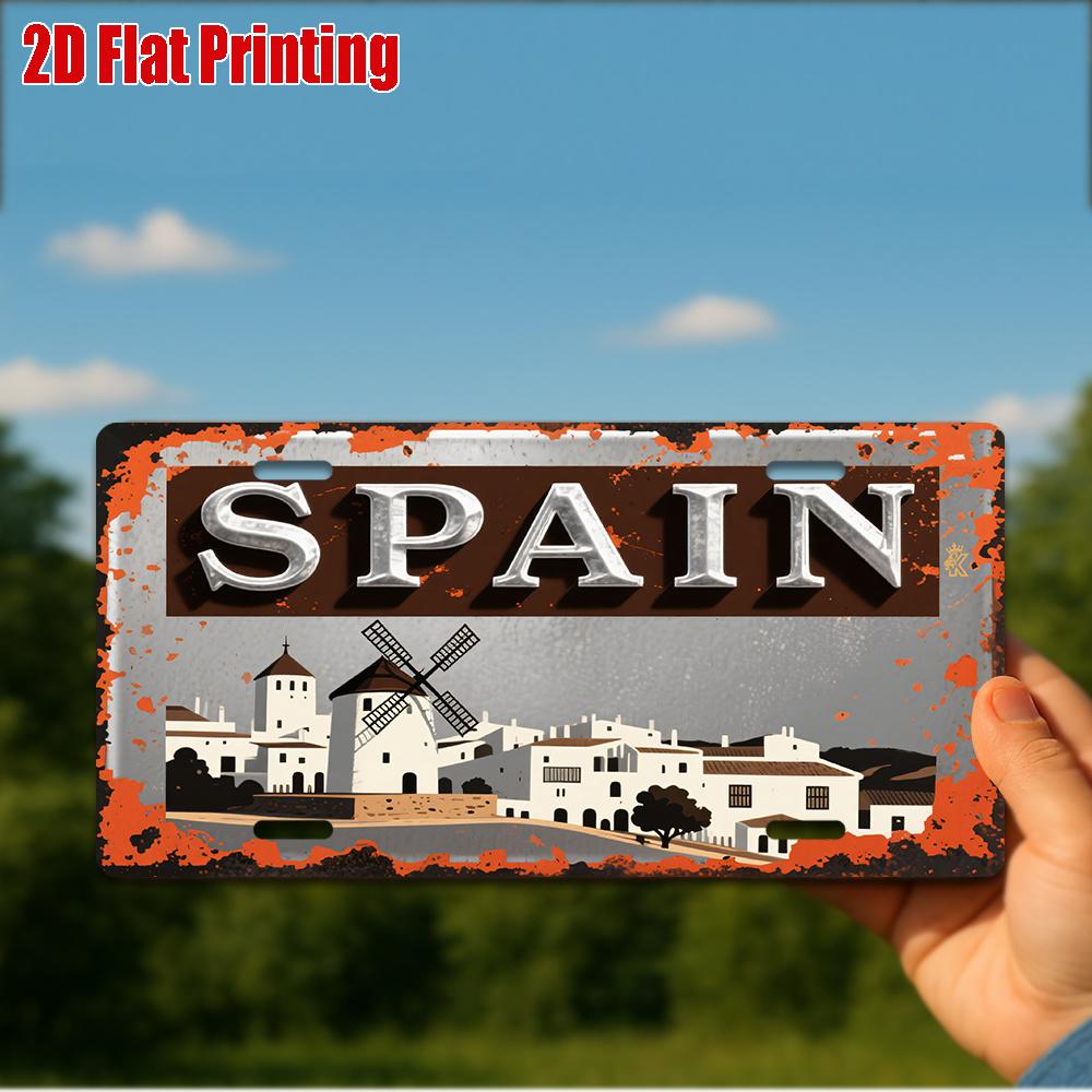 D Flatpc Vintage Metal Sign Only for decoration Outdoor Wall Art (  ) SPAIN Aluminum Sign Vehicle Decor Home 15x30cm(5.9x7.8inch)
