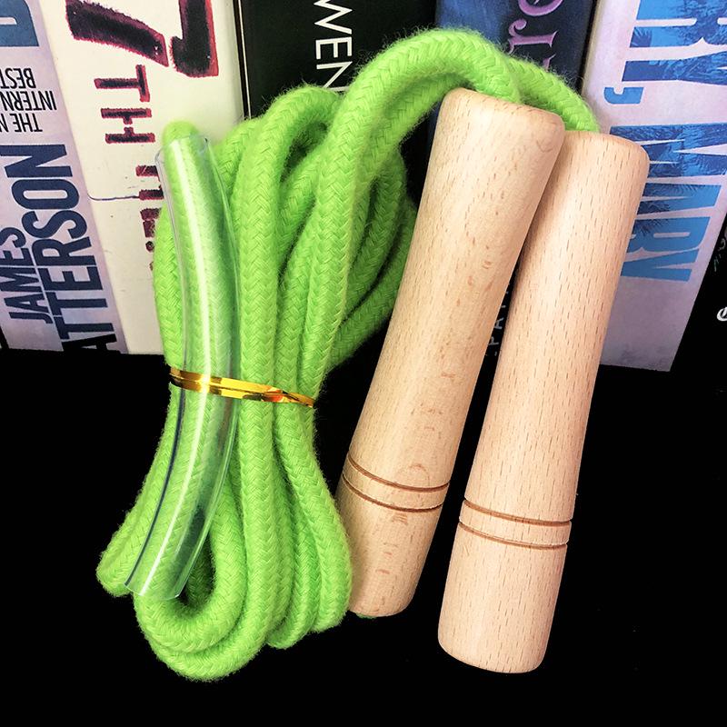 Adjustable Wooden Skipping Rope for All Ages - Cotton Rope for Beginners and Fitness