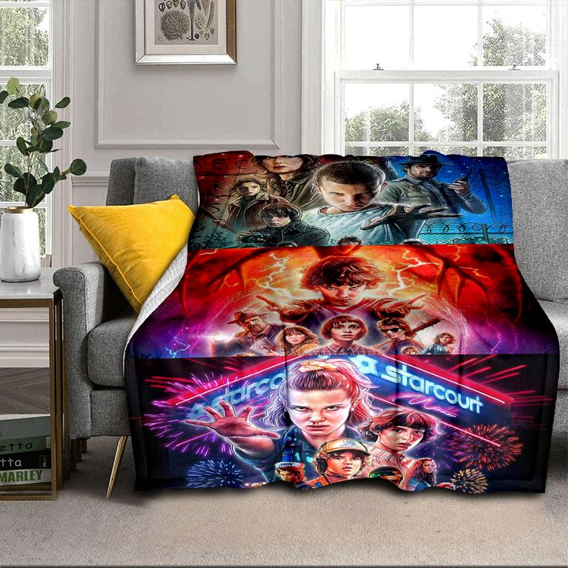 Stranger Sci-fi Adventure Blanket Flannel Blanket for Bed, Sofa, Camping, Hiking, Picnic Essentials, Gift for Family Fan Gifts
