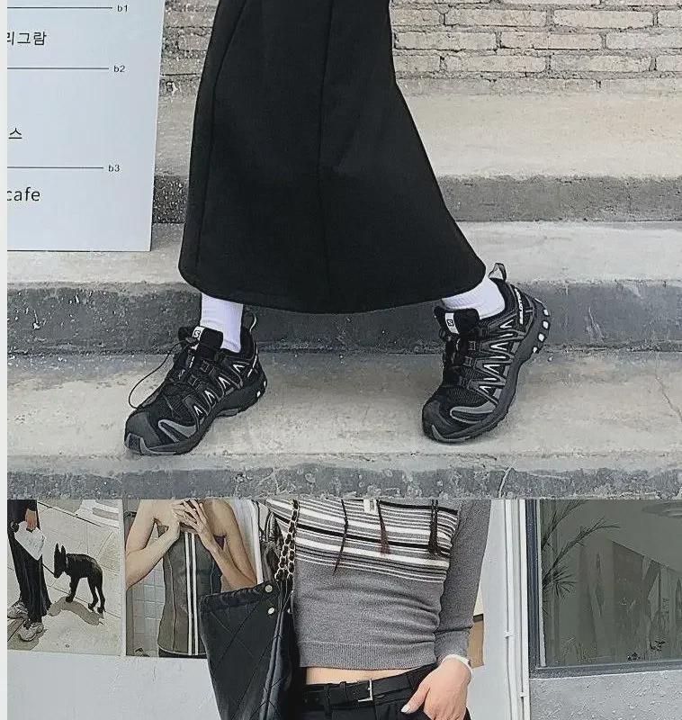 Women's Spring/Summer Black A-Line Split Workwear Skirt