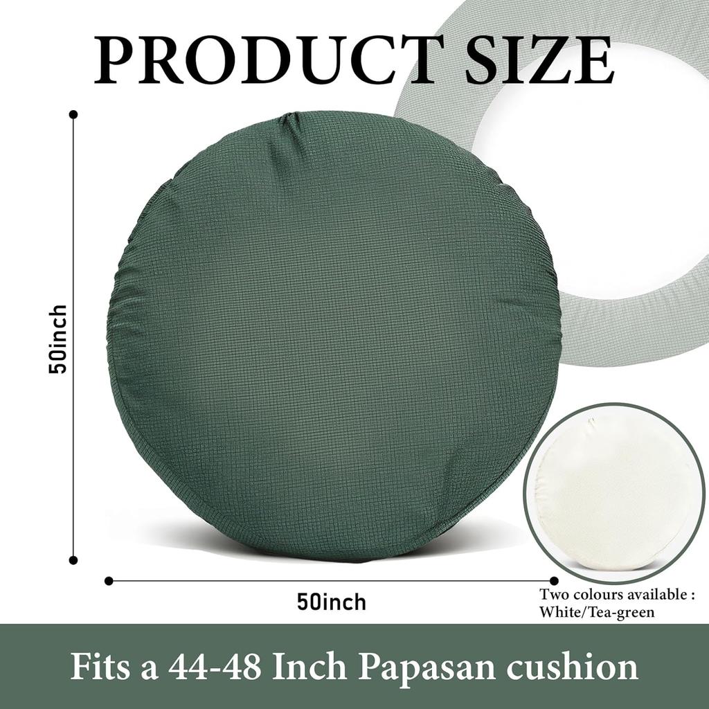 Papasan Chair Cushion Cover, Soft Plush Fleece Slipcover Only, Removable & Machine Washable with Adjustable Design, Fits 44-48 Inch Cushion (Tea