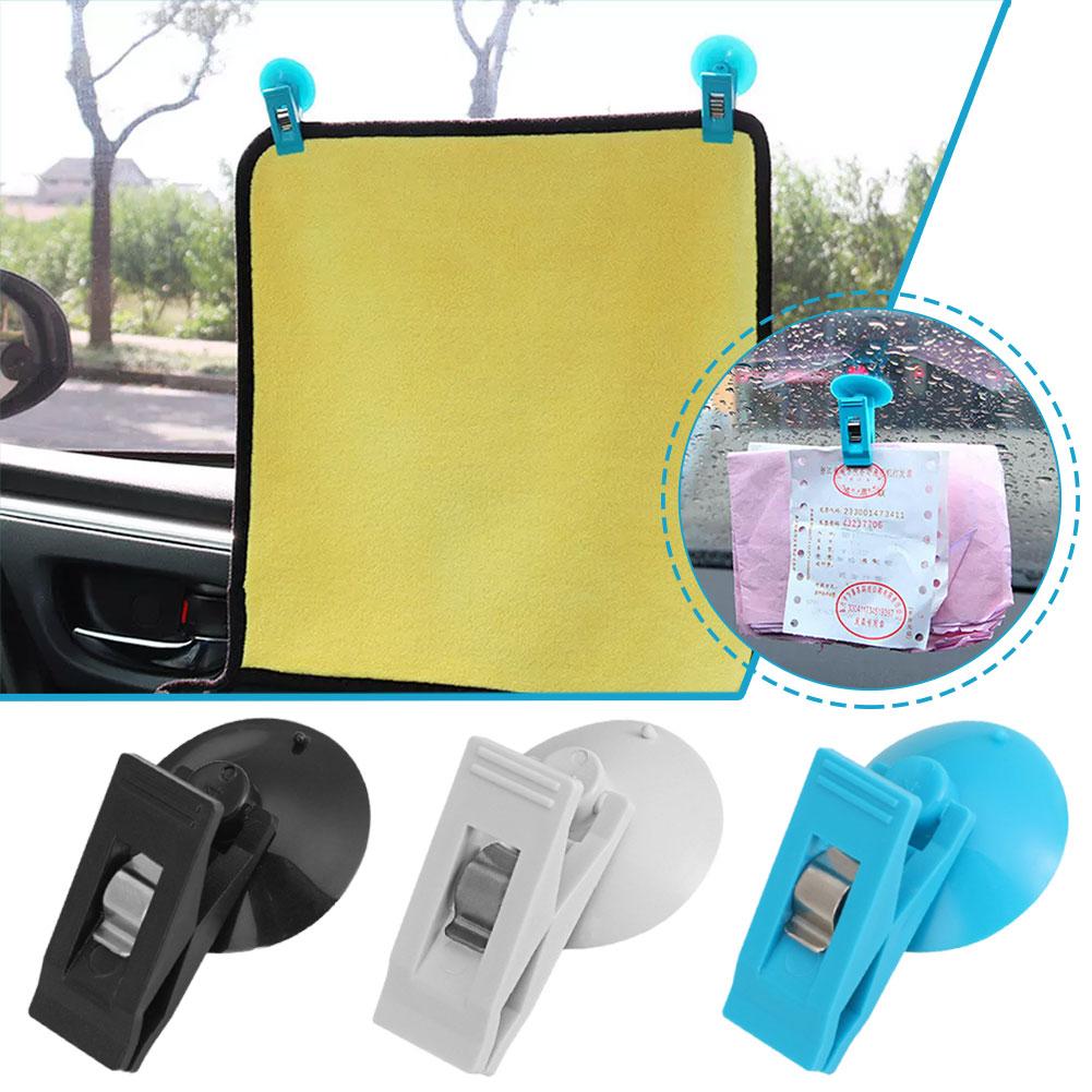 Car Interior Window Clip Mount Suction Cap Clip Plastic Sucker Removable Holder For Sunshade Curtain Towel Ticket1 Pair E9Y4