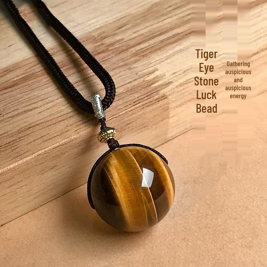 Tiger Eye, Obsidian & Amethyst Pendant Necklace – 16MM for Men