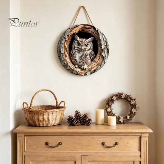 Wooden Hanging Sign for Wall Winter Bird Sign, Rustic Decorative Plaque with Animal Decor Rope, 2D Flat Art Christmas Holiday Home Door