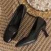 French High Heels Elegant Soft Leather Shoes Thin Heels That Don't Tire Your Feet Single Shoes with Shallow Square Toes All-match Commuter Shoes