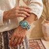 Geometric Bohemian Bangles C-shaped Wide Elastic  Bangle Creative Turquoise Bracelet  Decoration