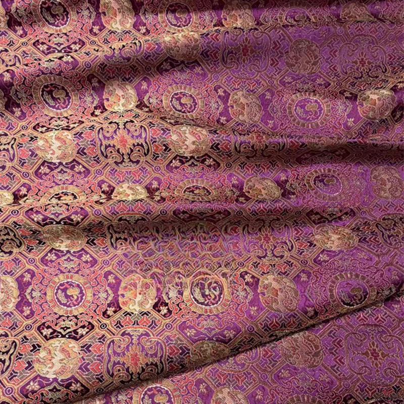 Traditional Song Jin Embroidered Silk Fabric Floral Pattern Ethnic Style for Sewing Clothing Coat Dress Chinese Hanfu Fabric
