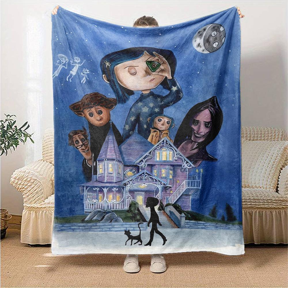 Moonlit Mansion Flannel Blanket Super Soft Warm Cozy Blanket For Sofa Bed Office Travel Allseason Home Decor Gift