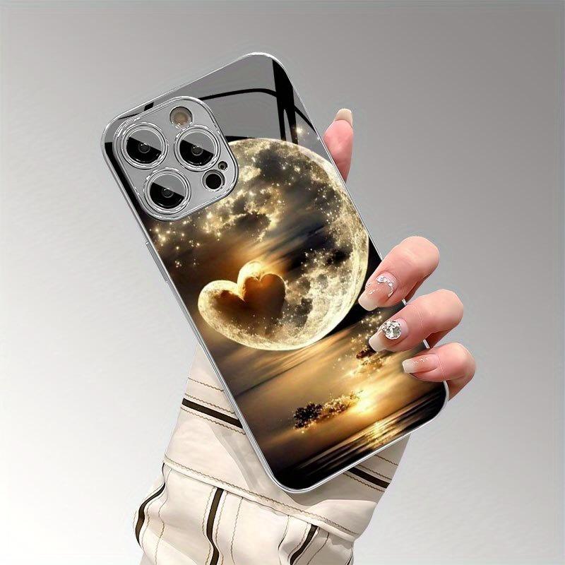 Kreatives Liebesplaneten-Muster Glas Galvanisiertes Silbernes Handyhülle für iPhone 17 16 15 14 13 12 11 Pro Max Plus 16E 17 Air Cover