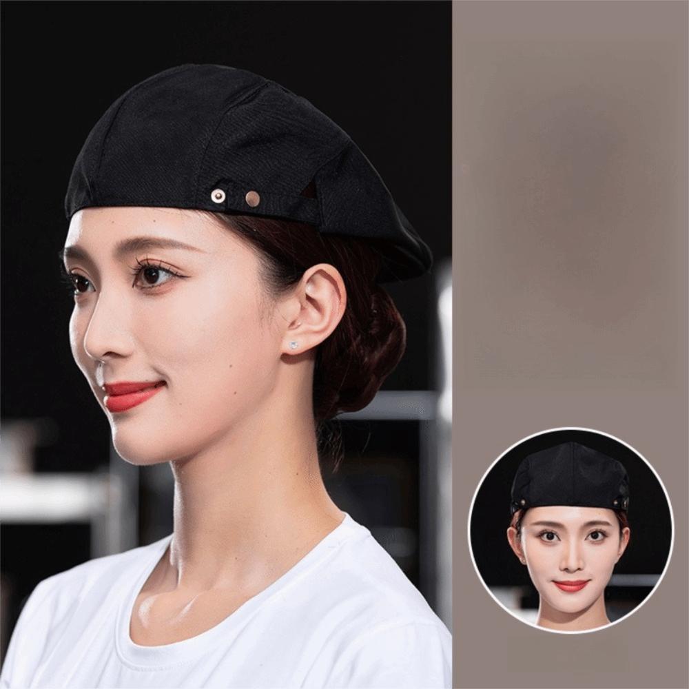 

Breathable Service Cap Oil-resistant Male Chef Hat Creative Beret Hat Unisex чорний