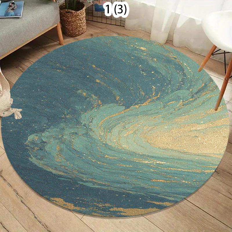 

Dreamy Blue Galaxy Round Area Rug Bathroom Entryway Bedroom Kitchen Washable Area Rug Non Slip Galaxy Print for Cosmic Decor 80cm