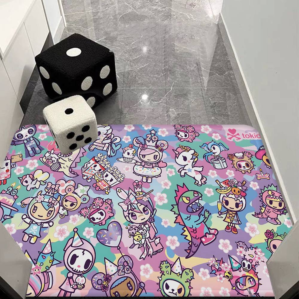 Popular Fashion T-Tokidoki LOGO Bathroom Mat Kids Room Bedroom Decoration Balcony Anti-Slip Doormat Living Room Welcome Rug