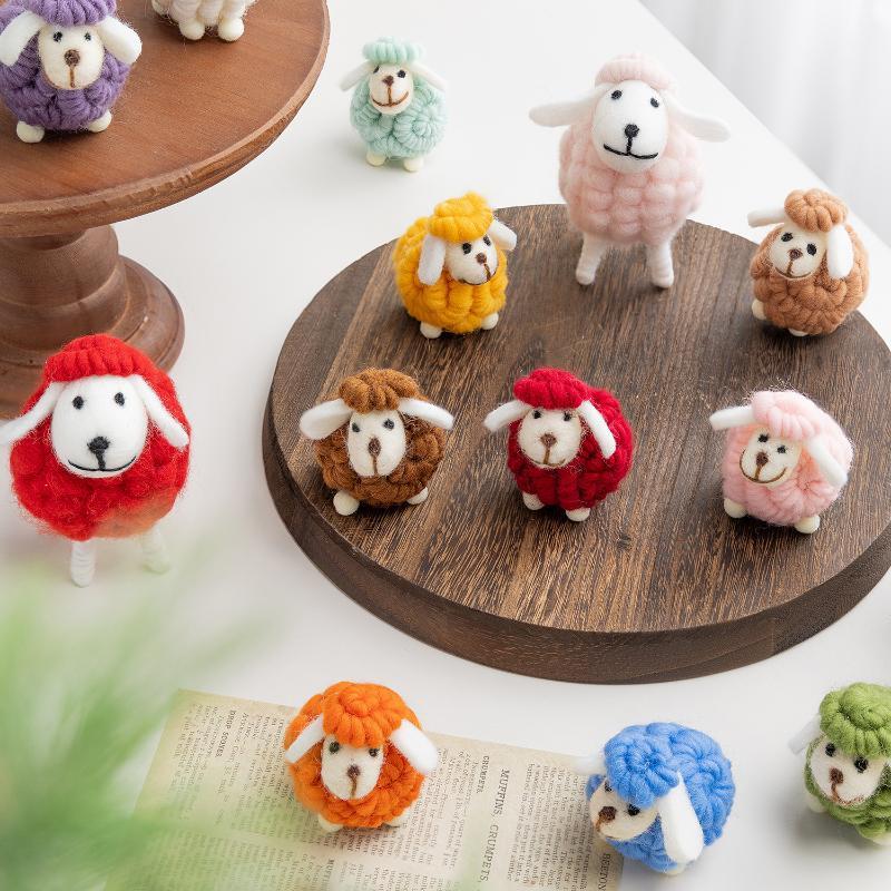 Adorable Felt Lamb Miniature 1Pc Mini Soft Wool Sheep Ornament Small Table Decor for Living Room Bedroom Nursery Party Holiday Gift