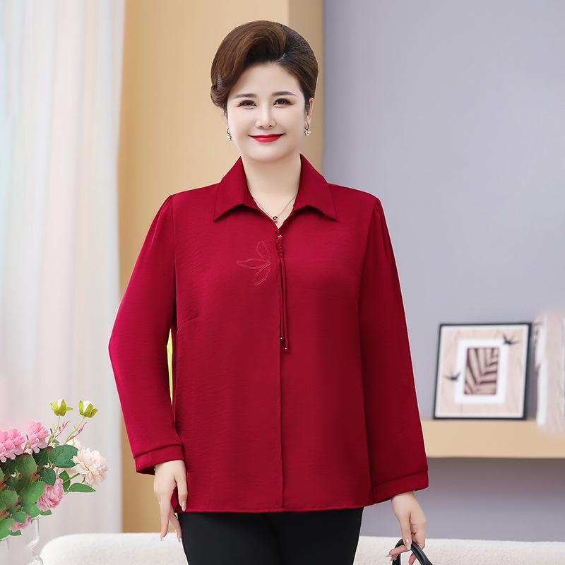 Plus Size Autumn Top for Moms & Grandmothers - Chinese Style