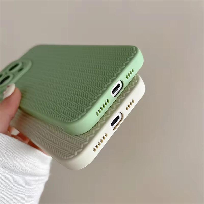 Fine Hole Woven Pattern Silicon Phone Case for iPhone 16 15 14 13 12 11 Pro Max X XR XS Max Full Camera Shockproof Soft Bumper Cover