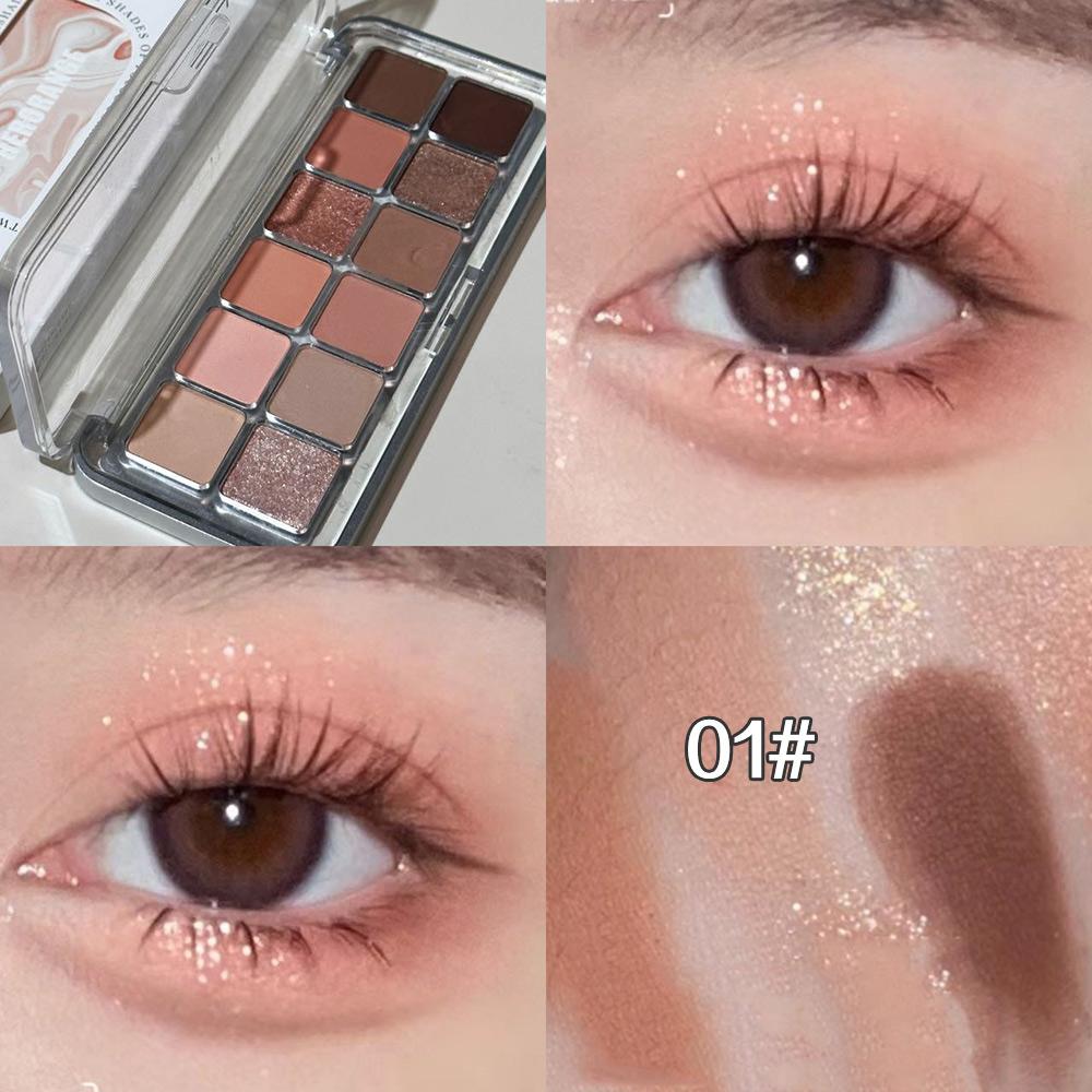 HERORANGE Artistic Twelve Color Eyeshadow Palette Pearlescent Matte Eyeshadow Popular Earth Color Daily Repair Long-lasting Color