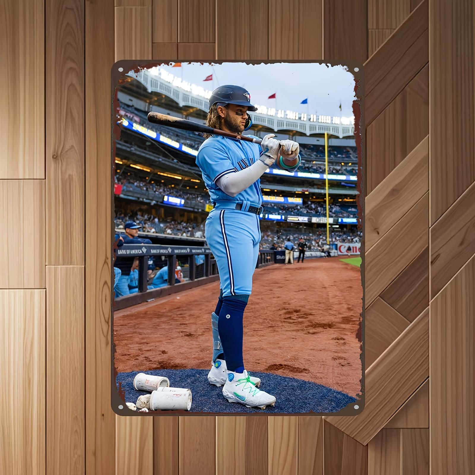 

Vintage Baseball Player Metal Tin Sign Baseball Scene Wall Decor with Player at Plate HeavyDuty Iron Construction S 20x30cm（7.8x11.8inch）