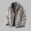 Herren Faux Fur Kragenlose Kapuzenjacke Winter Warm Oberbekleidung Lässig Streetwear Verdickt Leichter Mantel