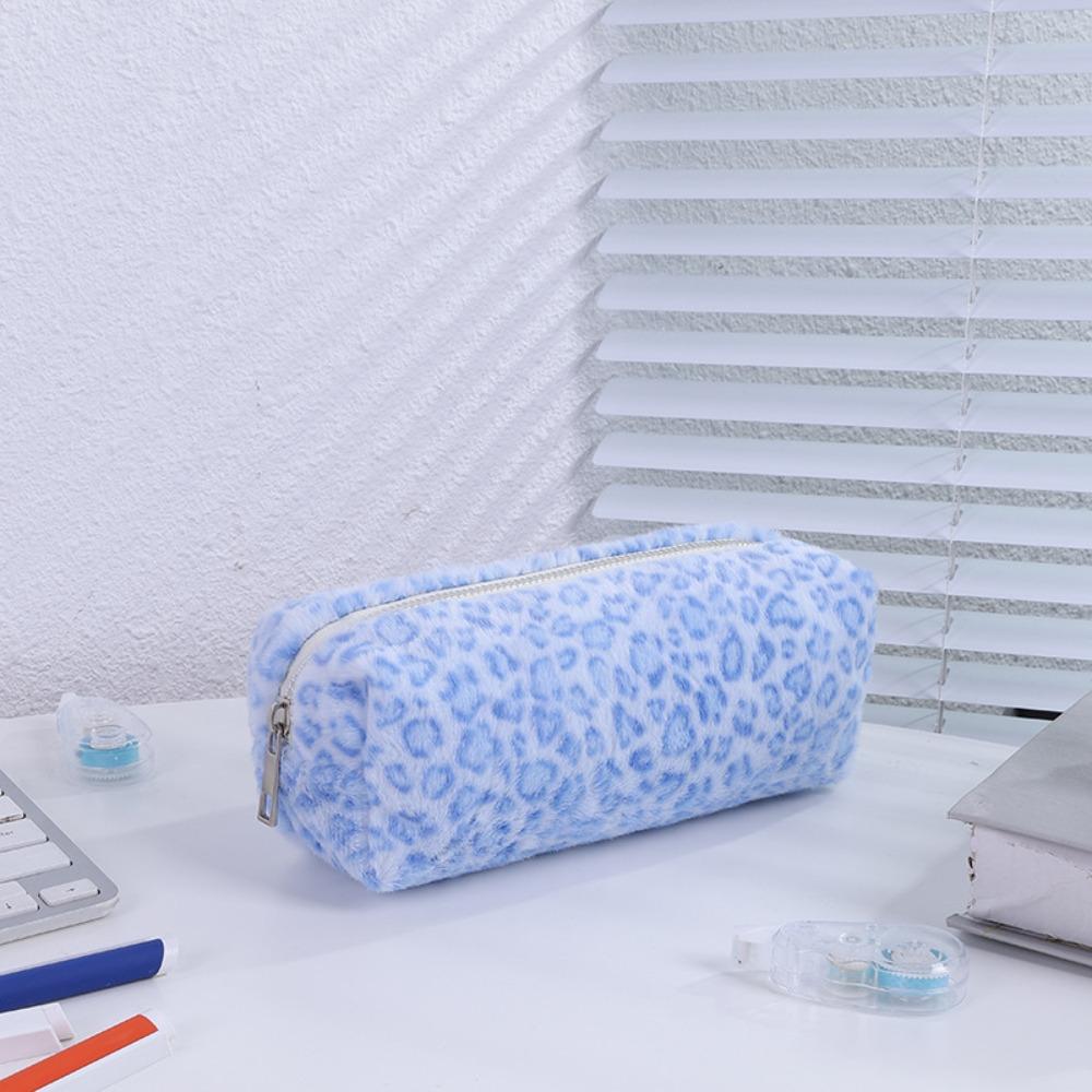 Leopard Printted Pattern Pen Bag Plush Pen Box High Quality Stationery Organizer  School Office
