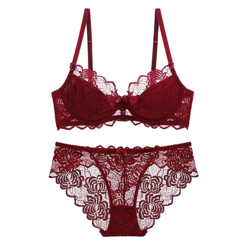 Sexy Plus Size Lace Lingerie: Ultra-Thin, Breathable Bra Set for a Smaller, Anti-Sagging Look