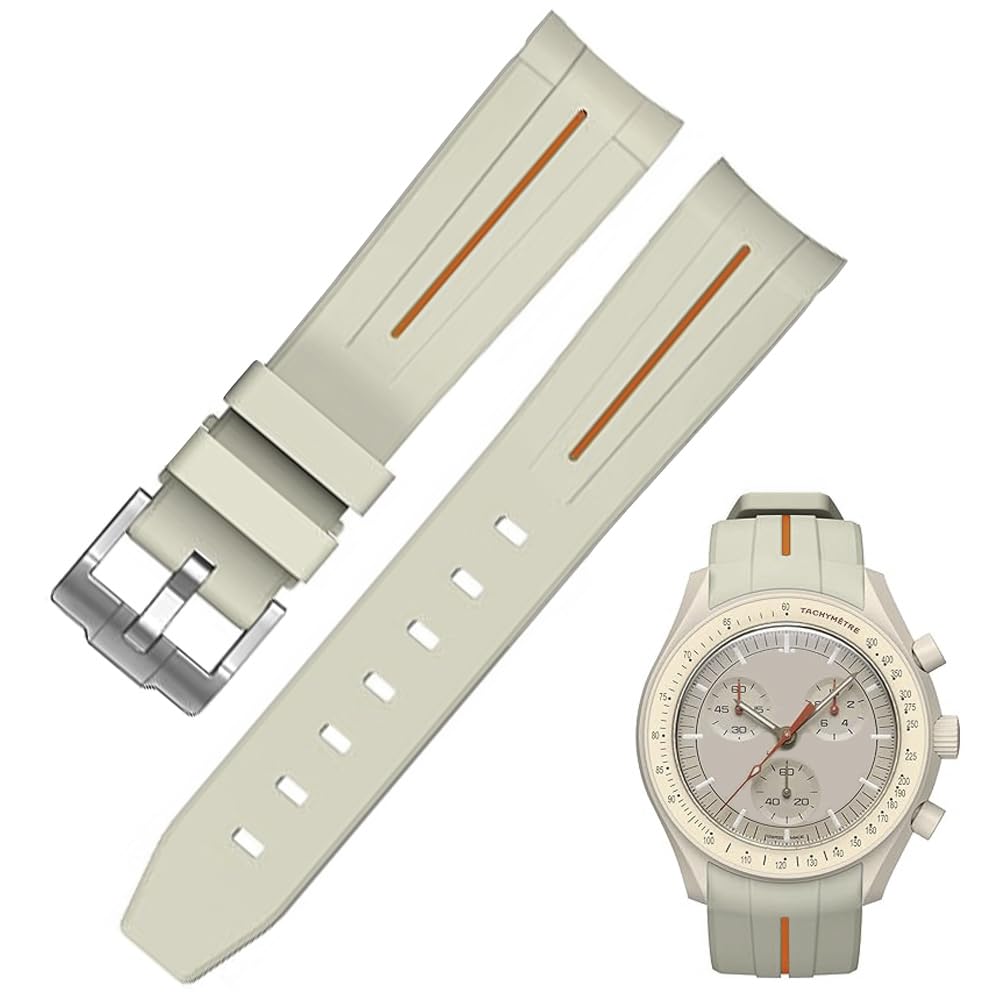 Sibehill 22mm Replacement Silicone Watch Band for Blancpain X Swatch with Bioceramic Scuba Fifty (Compatible Fathoms)