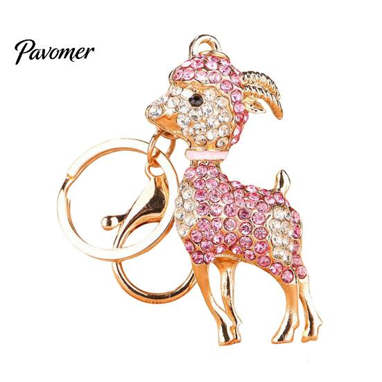 Rhinestone Goat Keychain Bling Lamb for Backpack, Metal Car Key Animal Theme Ring, Sheep Pendant Backpacks and Handbags Chain Decoration