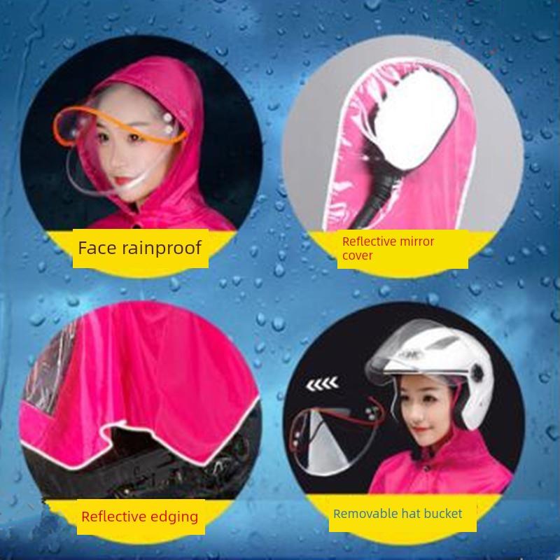 Raincoat for Electric Scooter, Single-Person Motorcycle Rain Poncho, Transparent Double Face Shield, Oxford Fabric, Adult Riding, Unisex, Enlarged
