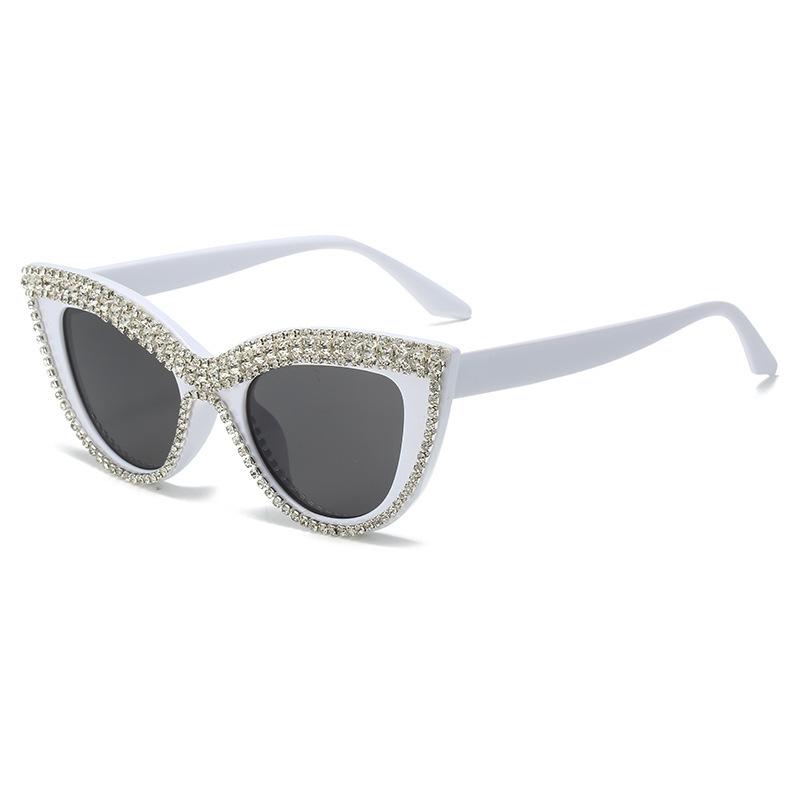 Crystal Cat Eye Sunglasses Luxury Rhinestone Frame Eyewear Trendy Aesthetic Sun Glasses Classic Sparkly Shades Party Goggle