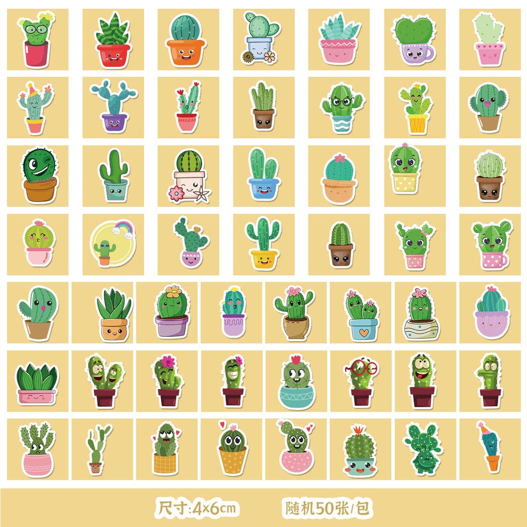 50/100 Cute Style Flowers and Succulent Graffiti Stickers Suitcase Decoration Waterproof Stickers DIY Hand Account Stickers