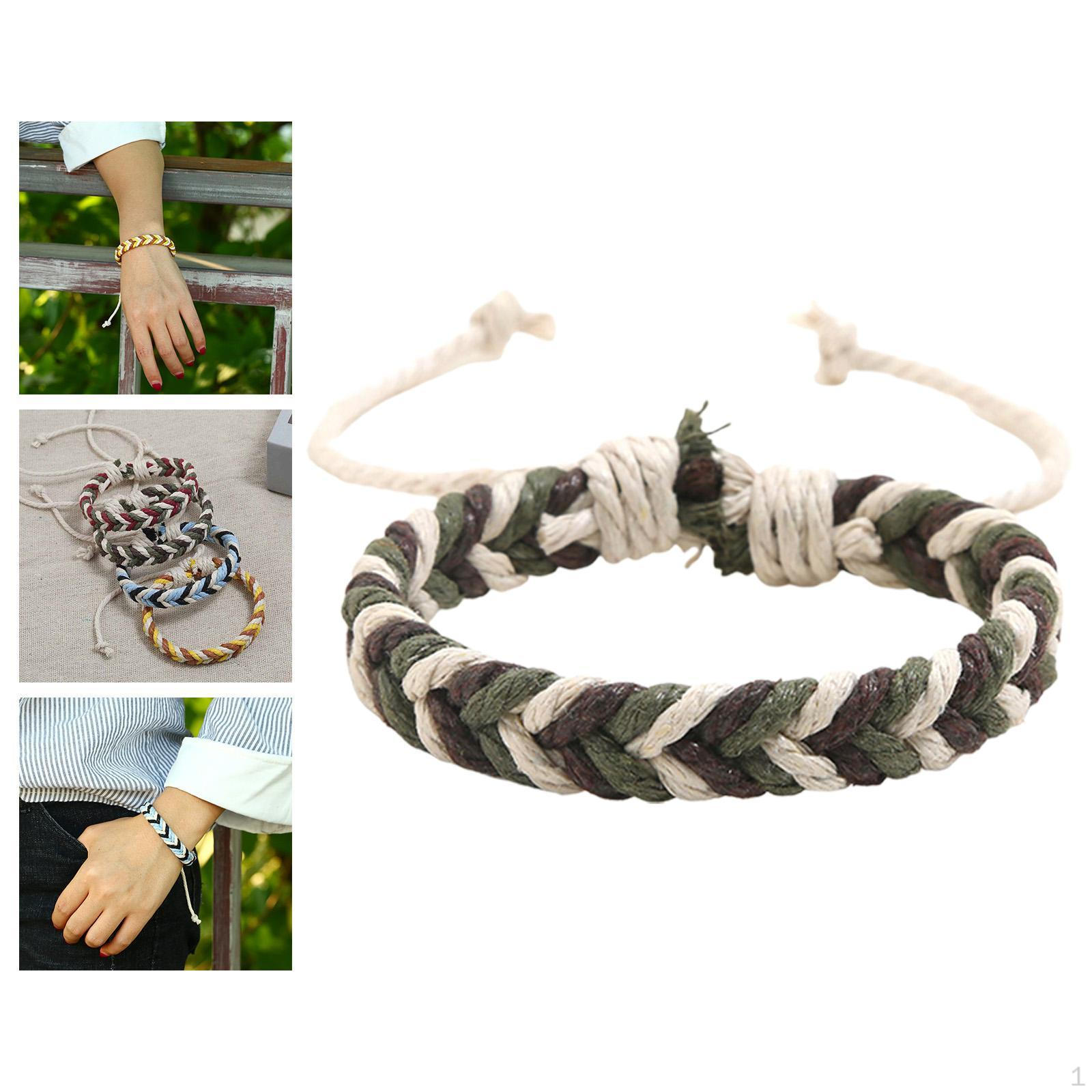 

Handmade Bracelet Handwoven Braided Rope Decorative Trendy Adjustable Bohemian for Birthday Party