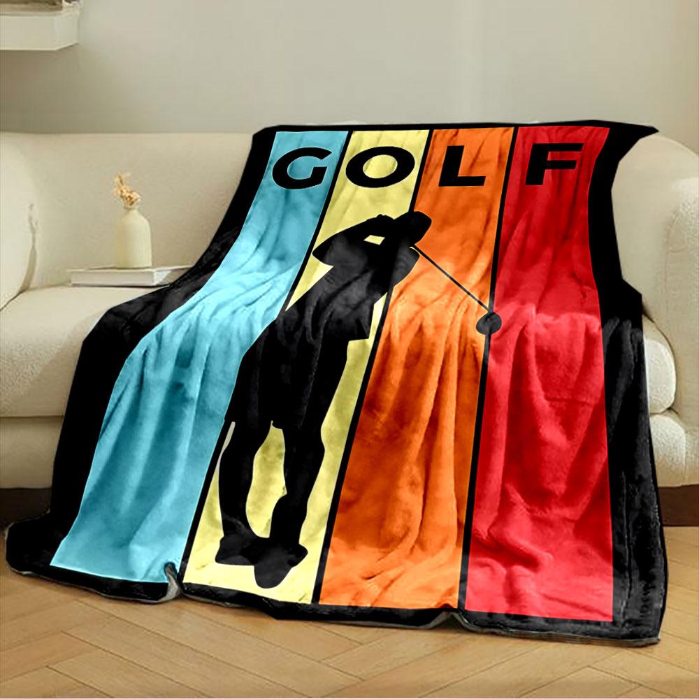 Colorful Golf Silhouette Blanket for All Seasons Blanket Lunch Break Throw Gift