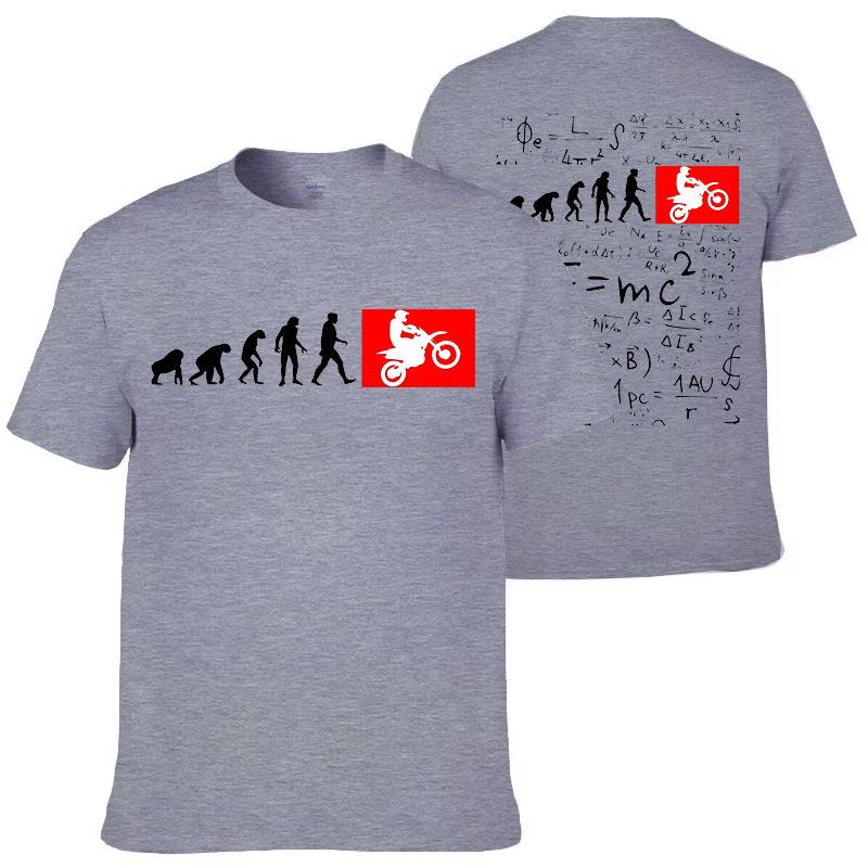 Human Evolution Motocross Round Neck Printed Short Sleeve T-Shirt Loose Comfortable Modal Top for Casual Wear