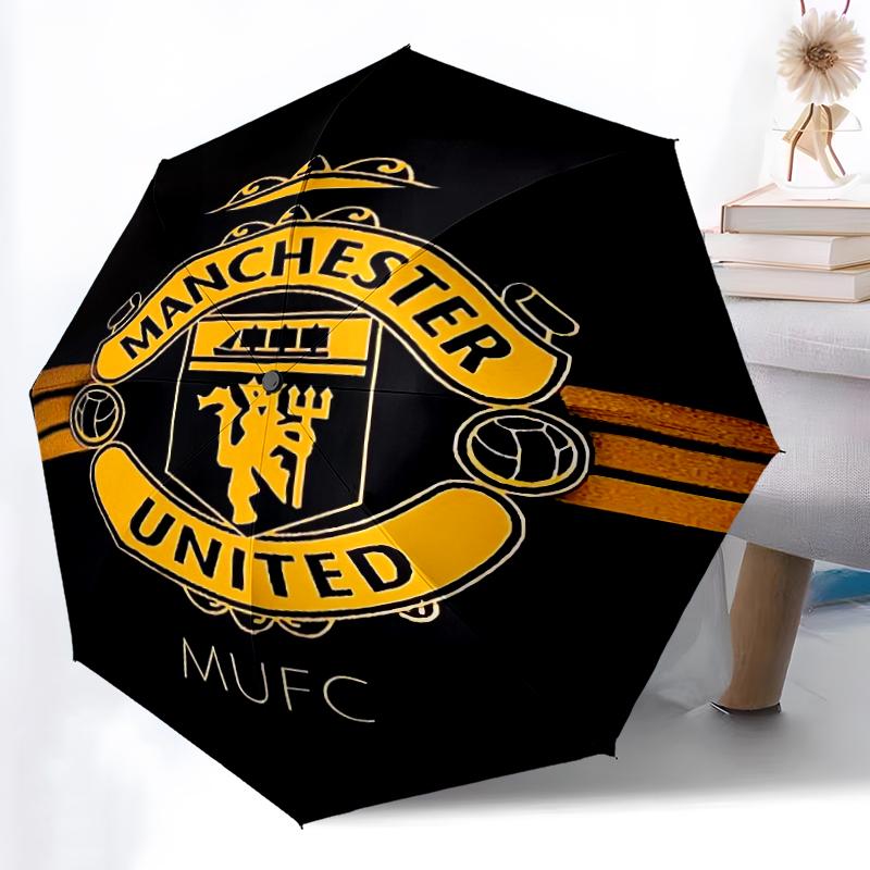 1pc Sturdy 8-Bone Auto Umbrella, Manchester United Manchester City Umbrella, Digital Printed, Foldable Umbrella for On-the-Go Outdoor Use