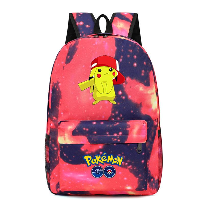 Pokemon Backpack Anime School Bag Pikachu Double Shoulder Bag Game Merchandise for Boys Girls Yellow