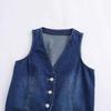 2024 Winter Women's European & American Style Fashionable Casual Denim V-Neck Sleeveless Vest