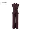 Ditto Striped Lace Up Jumpsuit with Feminine Temperament, Commuter Suit for Women