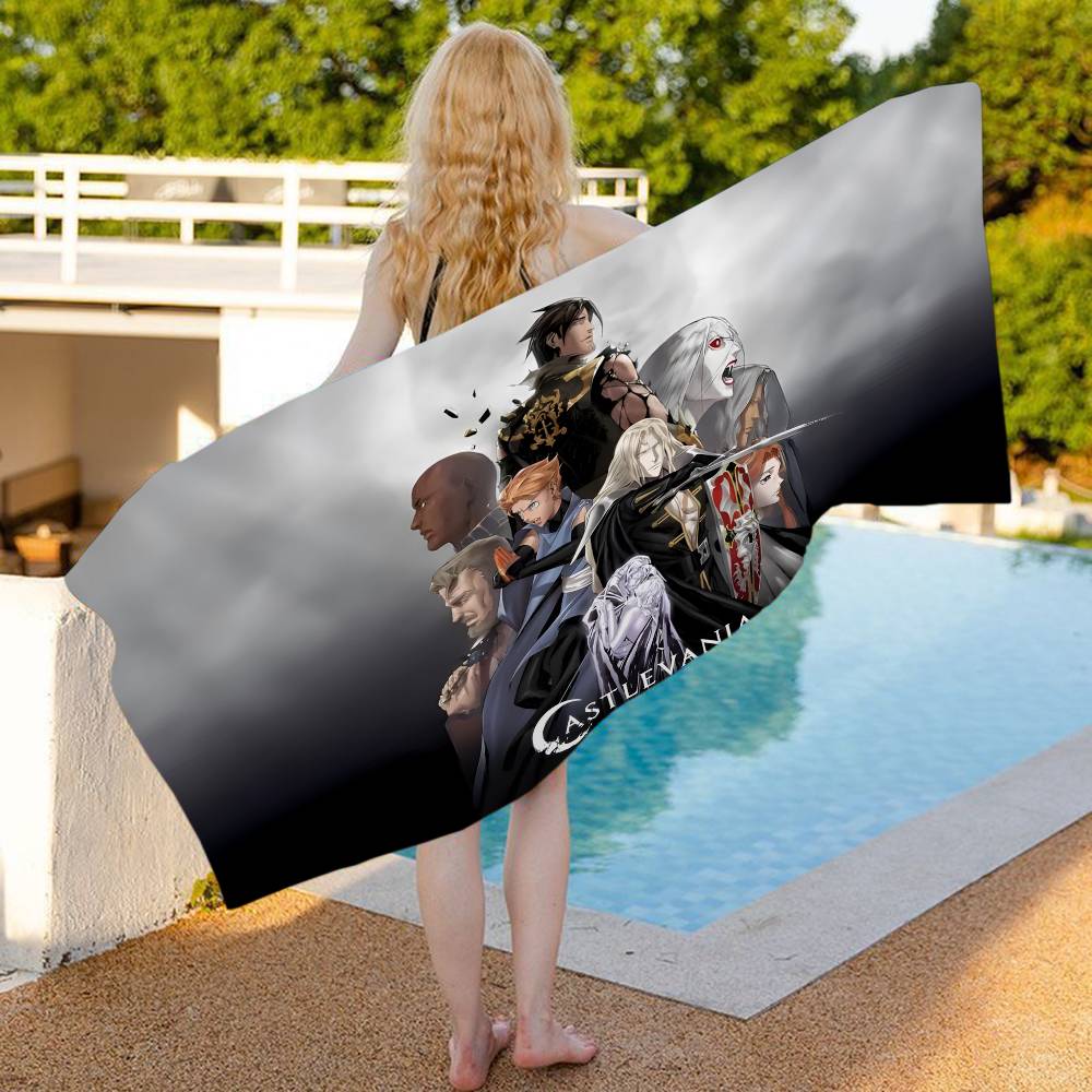 Castlevania Anime Game Beach Towel Colorful Bath Towels For Girl Microfiber Quick Dry Custom Sand Free Beach Yoga Spa Gym Pool