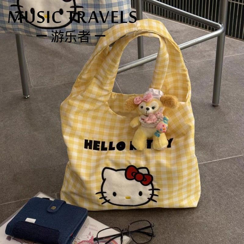New cute kitty canvas bag portable shoulder messenger bag summer commute large capacity new satchel