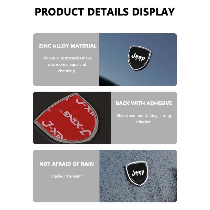 Car Personalized Decor Sticker Silver Shield Shape Emblem For Jeep Cherokee Patriot Liberty Wrangler JK JL Commander ALZ1