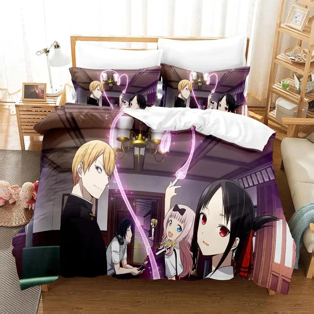 Anime Kaguya-Sama Love Is War Bedding Set Duvet Cover Bed Set Quilt Cover Pillowcase Comforter King Queen Size Boys Adult