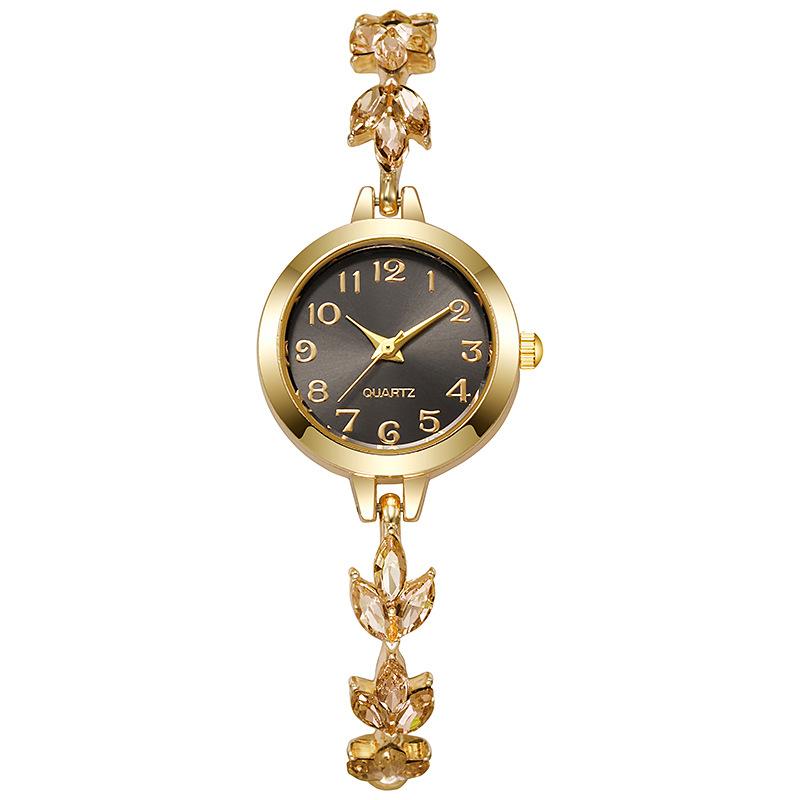 Women Bracelet Watch with Floral Chain Design Round Dial Analog Display Quartz Movement Adjustable Length for Daily Wear