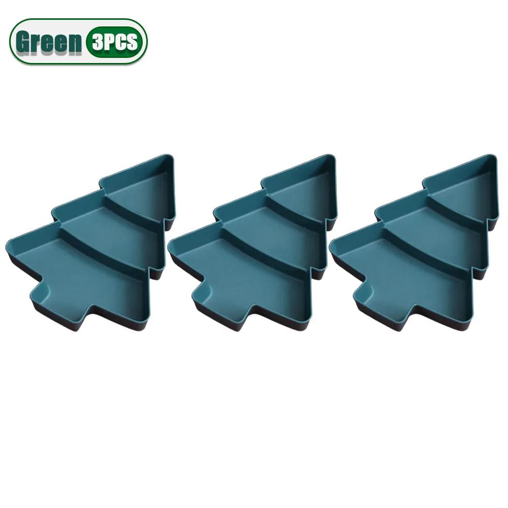 1-10PCS Holiday Christmas Plastic Snack Plates Candy Fruit Divided Trays Tree Shape INS Style Home Table Party Decor Supplies
