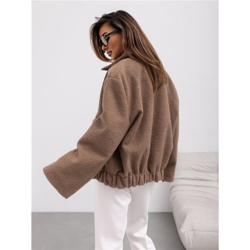 Womens Wool Coat Solid Color Pocket Breast Fashion New