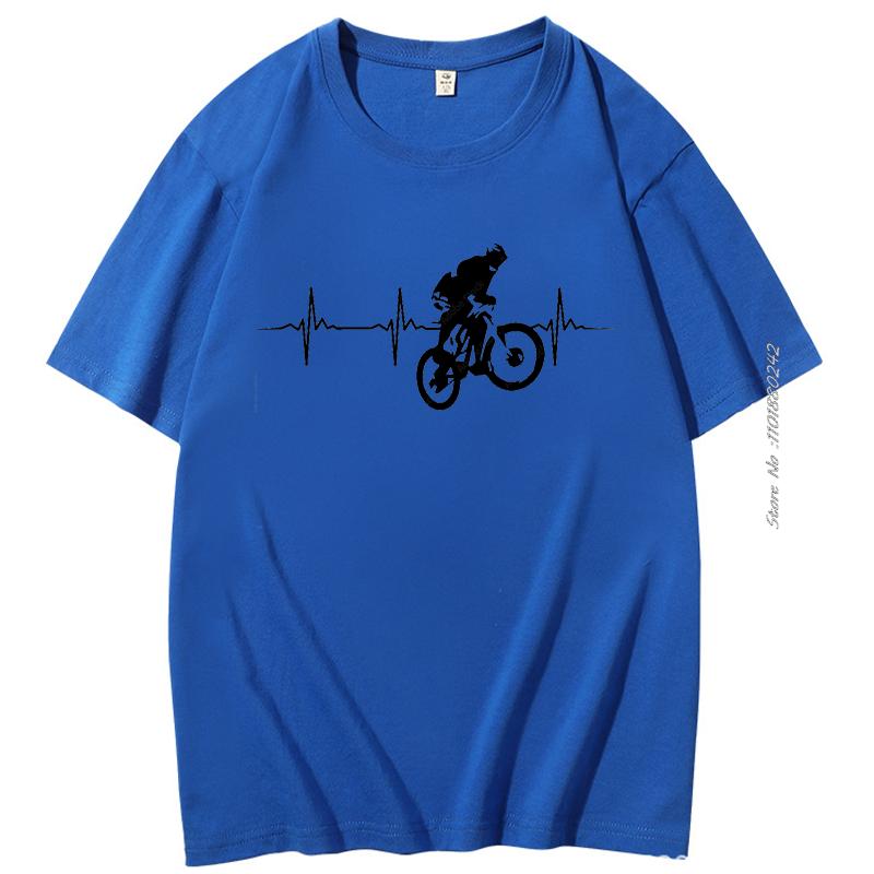 Mountain Bike Heartbeat Funny Graphic T Shirts Summer T Shirt For Men Short Sleeve Tshirt Harajuku Streetwear Mens Clothing
