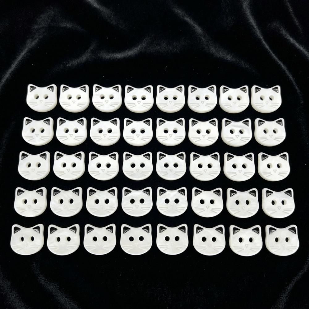 40pcs Cute Resin Cat Buttons 12mm Kitten Head Buttons Fashionable Kitty Buttons  Cardigan Sweater