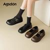 Augustine Mary Jane Shoes Women's 2025 New Autumn with Skirt Commuter Shoes One Pedal Brown Leather Shoes