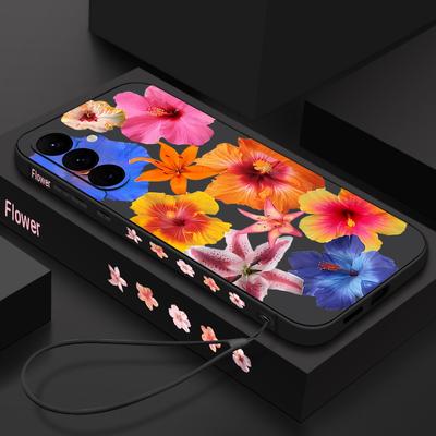 Realistic Lily Flower Phone Case For Samsung Galaxy A56 A17 A26 A16 A36 A55 A54 A53 A15 S24 S25 FE S25 S22 S23 Ultra Plus Lanyard Soft Cover