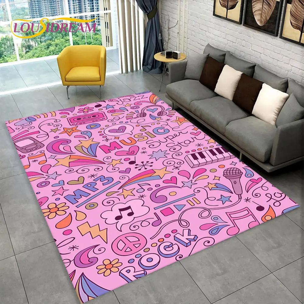 3D Müzik Nota Piyano Sanat Alan Kilim Büyük, Oturma Odası Yatak Odası Kanepe Paspas Dekor için Halı Kilim, Çocuk kaymaz Zemin Mat
